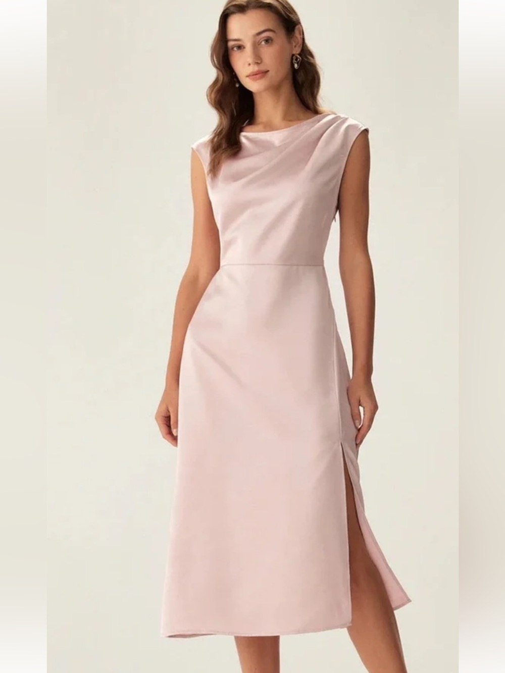 RIHOAS Powder Pink Sleeveless Midi Dress with Side Slit